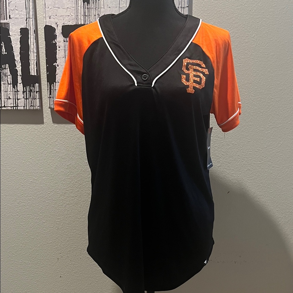 NWT Fanatics Black and Orange Women's Jersey Top